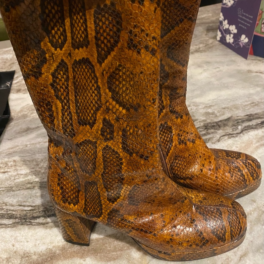 Miista Snakeskin Mid Calf Boots